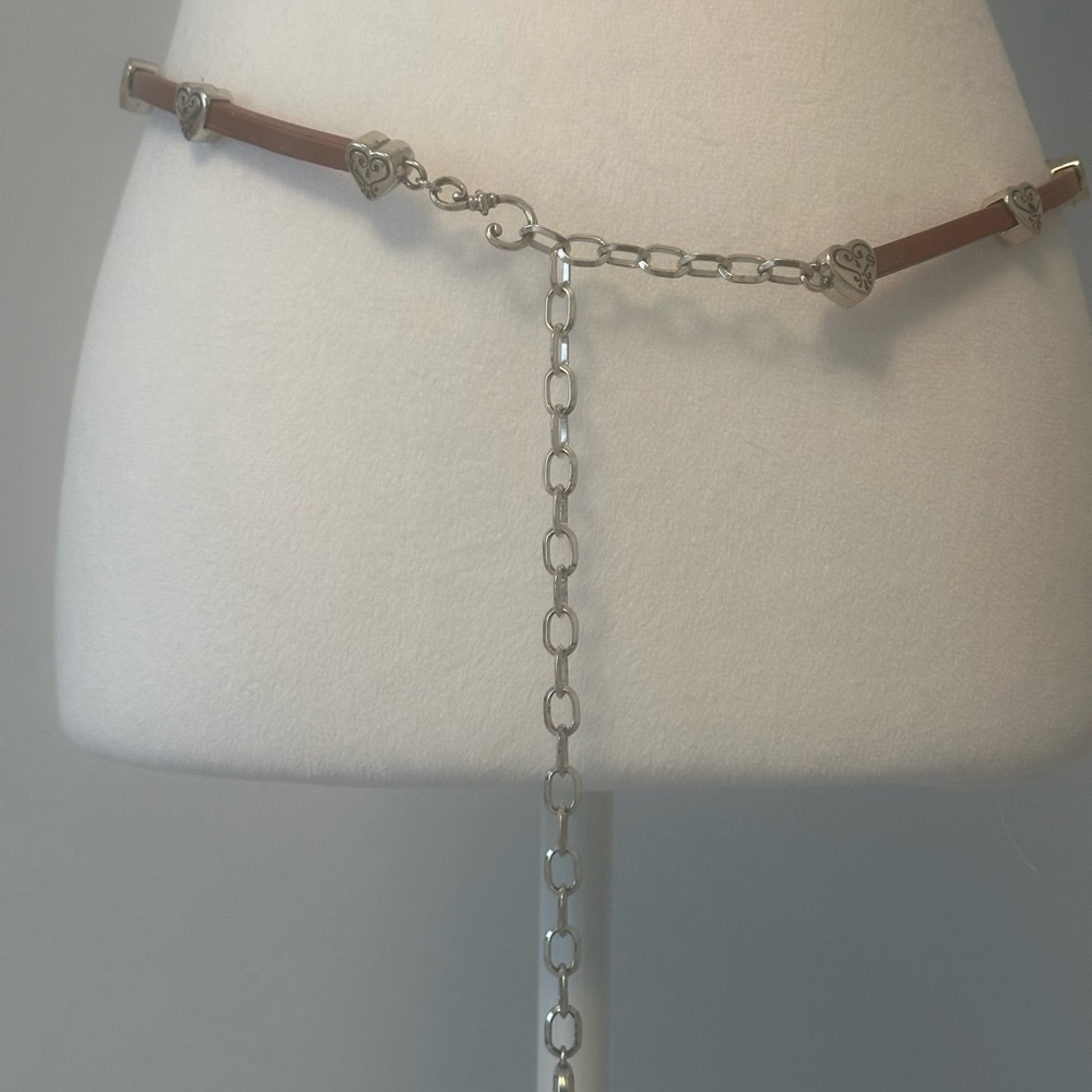 Tan and Silver Heart Charm BRIGHTON BELT